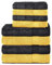 Komfortec 8er Handtuch Set aus 100% Baumwolle, 4 Badetücher 70x140 und 4 Handtücher 50x100 cm, Frottee, Weich, Towel, Groß, Schwarz/Gelb