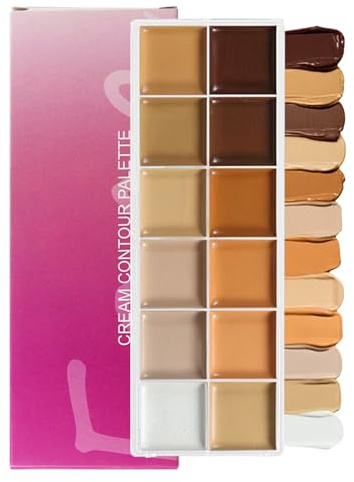 Palette Fondotinta | Palette Contour Crema 12 Colori,Trucco Viso per Ufficio Matrimoni Eventi Serate Pelle Matura e Contorno Occhi
