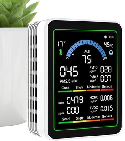 Monitor Di Qualità 'Aria - Rilevatore Monitor Qualite Aria Interno,Sensore di Rilevamento e Misura per Casa Camera Da Letto Ufficio - Uso Domestico E Esterno