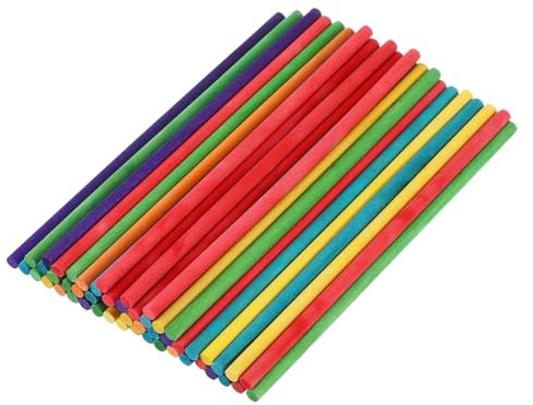 Alipis 50 pièces Bâtonnets Bois Colorés Ronds pour Bricolage Créatif DIY Garçon Fille Fabrication Glace et Projets Manuels