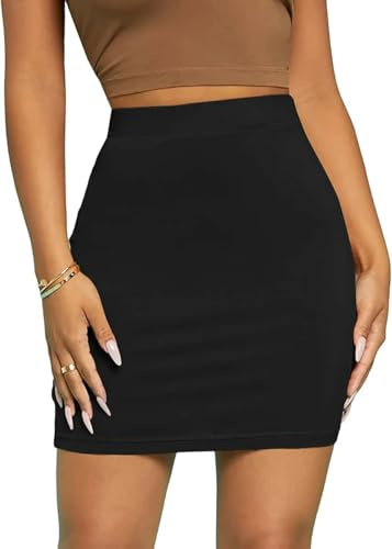 JiaYouLC Fashion Mini Skirt Stretchy for Women UK Sexy Stretch Tight Micro Pencil Skirt Short Casual Office Work Clubbing-