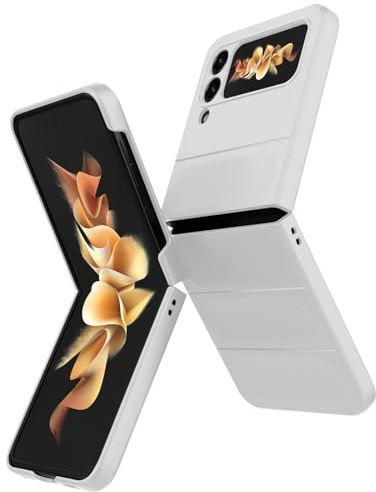 BonYonka Hülle für Samsung Galaxy Z Flip 3, Weiß | Hard PC Rückseite, Stoßfestes Wellenmuster, Kratzfeste Oberfläche, Rundumschutz mit Kameraschutz