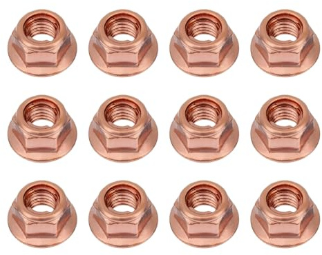 12 Pack M8 Copper Plated Exhaust Manifold Hex Nuts for BMW E30 3 Series | 12 pack M8 copper plated carbon steel self-locking hex nuts, compatible with BMW E30 3 Series for exhaust manifold repair