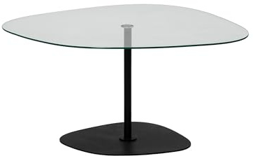 Hanah Home Modern Coffee Table with 100% Tempered Glass Top, 85 x 67 x 40 cm, Stylish Black Metal Legs, Disassembled for Easy Assembly, Elegant & Functional Design