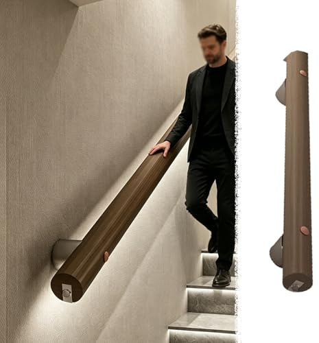 Pasamanos Escalera Luz de Pasamanos LED con Sensor de Madera Maciza, Barra de Agarre de Seguridad Reforzada para Hogar, Bar, Hotel, Pasamanos Decorativo de Pared 1–8 m(120cm/47in)