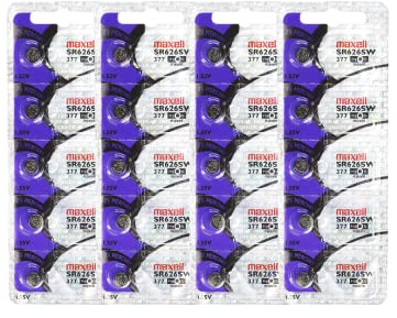 Maxell SR626SW 377 Silver Oxide Watch Battery Bundle of 20