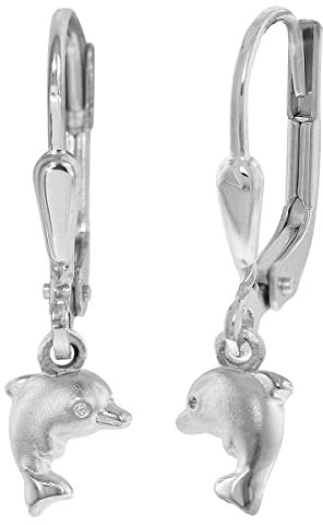 trendor Kinder Ohrringe Silber Delfin Ohrhänger zauberhafter Ohrschmuck für Mädchen aus Silber, elegante Geschenkidee für Kinder 64314