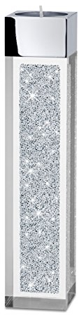 My IMPLEXIONS Moderner Teelichthalter Pylon mittel veredelt mit Swarovski Kristallen/Besondere Tisch-Dekoration