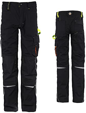 Stenso Prisma Pantaloni da Lavoro Uomo - Pantaloni Cargo Uomo con Tasche rinforzate sulle Ginocchia e Cintura Elasticizzata - Nero/Verde EU58