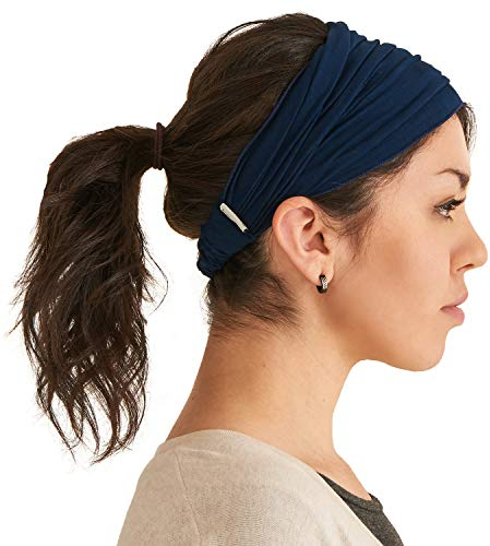 CHARM Stirnband Herren Bandana Damen - Kopftuch Herren Hair Band Men Headband Damen Piraten Haarband Männer Sport Navy L