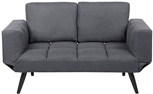 Beliani Modernes Schlafsofa in Dunkelgrau mit Polsterbezug verstellbaren Armlehnen Brekke