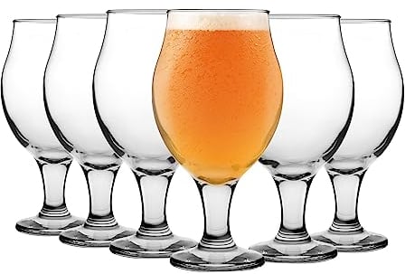 LAV 24 Piece Angelina Classique en Verre de bière Tulip Set - Grand Bol en Forme de bière Craft Ale Lunettes - Clair - 570ml