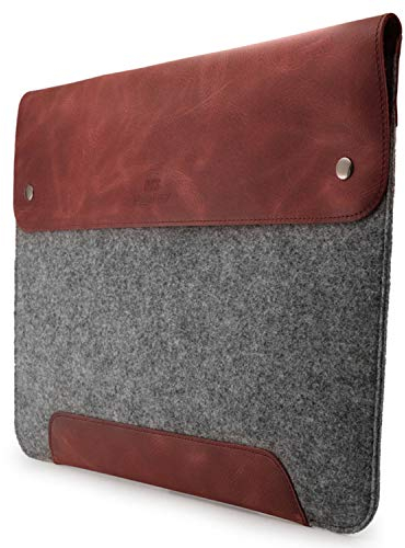 MegaGear Custodia in vera pelle e pile per MacBook Pro e MacBook Air, 16 - 15 pollici - 15.5 pollici (M2, M2 Pro, M2 Max, M1) 2020 2021, 2022 and 2023 Models, Bordeaux