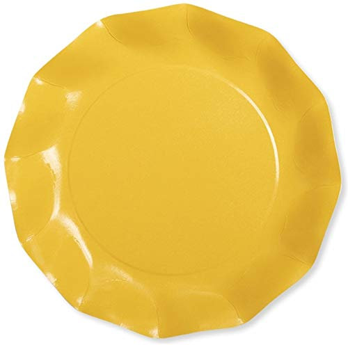 Piatti Piani di Carta Compostabile a Petalo Giallo 27 cm 8 Pezzi