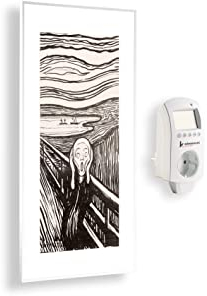Könighaus Infrarotheizung mit Bild - 1200 Watt + Smart Thermostat & Könighaus APP - Energiesparende Infrarot Wandheizung mit Bildmotiv – TÜV SÜD - Weißer Rahmen (19. Museumsbilder)