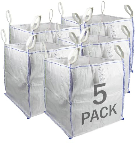 Sackmaker FIBC Big Bag - 1,000 kg SWL - Fully Certified - Builders Bag - Garden Waste Bag Extra Large (5 Packs), TB808080-5, White