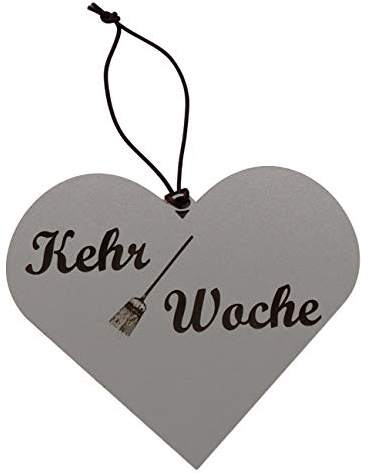 Türschild Herz Kehrwoche Kehr Woche Weiss weiß Hausordnung Vintage Holz Holzschild Deko Hanfkordel Kordel Schild