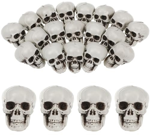 Tomaibaby Mini Skull Heads: 18Pcs Realistic Miniature Plastic Skeleton Head Figure - Peeping Skull for Halloween Party Bar Home Desktop Haunted House Decoration Prank Props