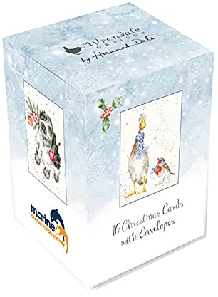 Wrendale Designs Mini-Karten mit Aufschrift 'Charity' - Weihnachten - 16 Stück, 91 mm x 72 mm, Festlich
