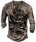 Mens Henley Shirts Vintage Distressed Tops Button Up Blouse Long Sleeve Casual Tee Shirts Gym Shirts 3XL Grey Skull