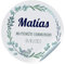 ETIKIDS 24 vignettes de communion. Autocollants personnalisés avec nom et date pour les cadeaux. Taille 45mm/60mm/70mm de diamètre. Ne convient pas aux vêtements. (Texte bleu)