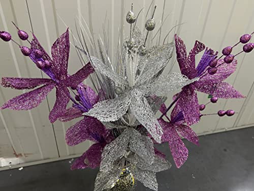 CRYSTAL CROWN® Artificial Bloomer Flower Ornament Glitter Flowers for vase home decoration, Bunch Of Artificial Flowers (Pink)