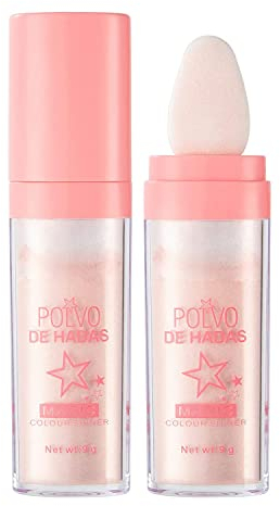 GL-Turelifes Highlighter Stick Puff Fairy Stick Highlighter Powder Glitter Loose Powder Brush Stick Contouring Powder Shimming Powder Tiktok Make-up (#02 Rosa)