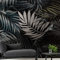 TADESSI Papier Peint Photo Non Tissé Panoramique Mural Papiers Peints - Impression Numérique Aspect Jungle - Noir - 3,71 x 2,80 m - Motif Palmiers - Pour Salon, Couloir, Bureau, Cuisine