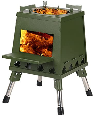 AMOCHO Camping Kocher tragbarer,Holzofen zusammenklappbar ,Winddicht,Klappbare Beine, höhenverstellbar, mit Tragetasche,geeignet für Camping, Kochen, Picknick, Rucksacktouren im Freien