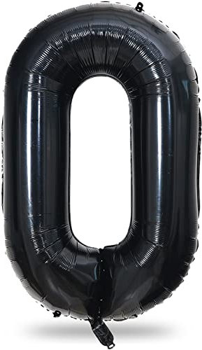 Black Number 0 Balloon for Girls Boys, 40 Inch Large Number 0-9 Foil Mylar Helium Digital Balloons Set for Women Men Birthday Graduation Anniversary New Year Eve Party Decorations Celebration Supplies