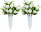 SIFOEL Flores Artificiales Cementerio con florero, Rosas Artificiales Flores conmemorativas para la decoración lápida del Cementerio (White)