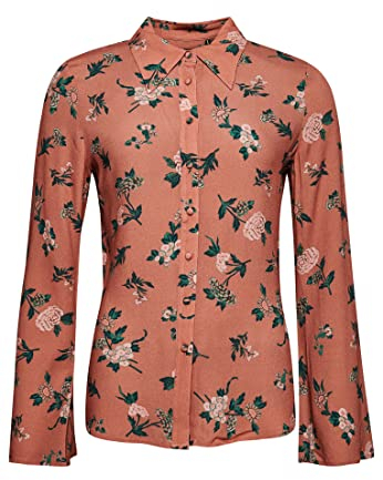 Superdry Damen Studios Seventies Hemd Fleur Hellbraun Gemustert 40