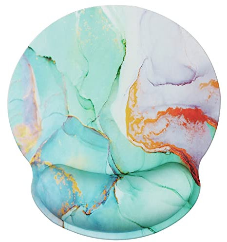 Jahosin Tappetino per mouse con supporto per il polso, ergonomico in memory foam, base in gomma antiscivolo per computer e ufficio 25x23 Marble