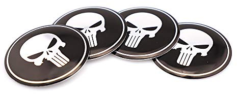 Radnabenkappen, Radkappen, Radkappen, Aufkleber, Emblem, Aufkleber für Totenkopf-Emblem, Schwarz, 4 Stück