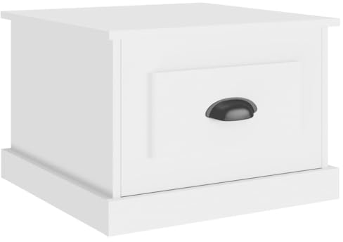 vidaXL Couchtisch, Beistelltisch mit 1 Schublade, Sofatisch für Wohnzimmer, Kaffeetisch Wohnzimmertisch, Modern, Weiß Holzwerkstoff