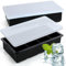 Stark Home Pack of 2 Black 8 Cubes Silicone Ice Cube Tray, Black Reusable Ice Tray, BPA Safe Large Ice Cube Moulds for Whiskey, Cocktails