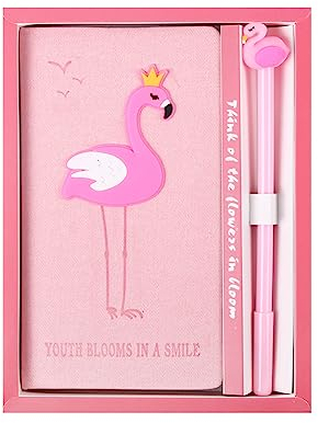 2-in-1 Flamingo-Schreibwaren-Geschenkbox-Set beinhaltet 1 x Flamingo-Notizbuch, Taschen-Tagebuch, Hardcover, Notizblock, Tagebuch und 1 x Stift, Geschenk für Geburtstag, Weihnachten, Kinder, Studium,