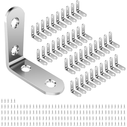 shinfly Winkelverbinder, 40 Stück 40 x 40 mm, Winkel Metall 90 Grad mit 165 Stück Schrauben, Edelstahl MetallWinkel L Klammern , für Möbel, Stuhl, Tisch, Fenster, Winkel Bracket