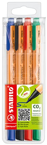 Schwan Stabilo Faserschreiber Greenpoint 6088/4, Strichstärke: 0,8mm, 4er-Etui