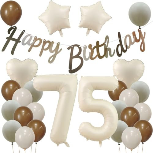 75 Geburtstag Deko Beige, Deko 75. Geburtstag Frau Mann, Beige Luftballons 75. Frauen, Geburtstagsdeko 75 Jahre Ballon, 75. Dekorationen, Luftballon 75. Party Deko