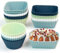 Humbgo Reusable Silicone Muffin Cases - 24 Pack, 3 Shapes, Non-Toxic, Non-Stick, Heat Resistant, Blue, Perfect for Parties & Celebrations