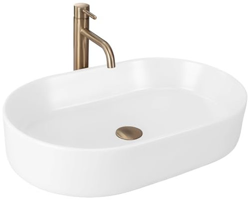 Rea Vasque à poser NADIA 60 WHITE MATT Lavabo Salle de Bain 38,5 x 61 x 12 cm en Céramique (blanc mat)