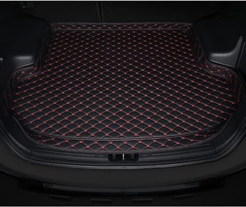 CAKERS Auto Leder Kofferraummatten für Smart #1 SUV 2023+, Kofferraumwanne Cargo Schutzmatte Kofferraum rutschfest ZubehöR,C/Black-Red