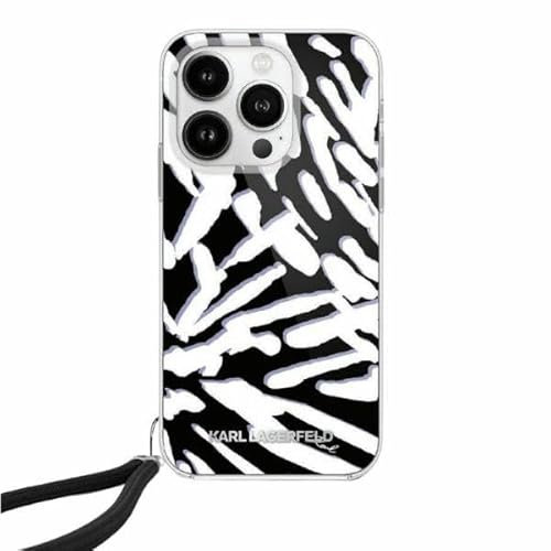 CG MOBILE Karl Lagerfeld KLHCP15SHZBPKCCK Hülle für iPhone 15/14 / 13 6.1 Schwarz hardcase IML Zebra Pattern & Cord