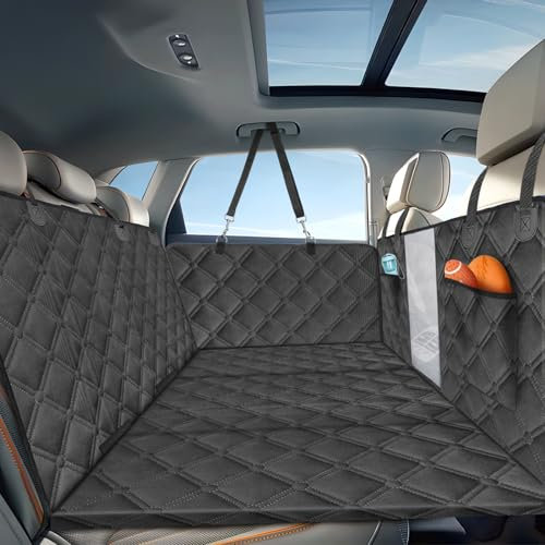 Nobleza Autoschondecke für Hunde mit Harter Unterseite, Hundesitz Auto Rückbank Verbreitert, Hundedecke Auto Rückbank Wasserdicht Kratzfest rutschfest, Universalgröße Schwarz 164 x 131cm