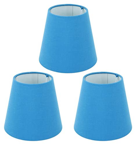 Jwthee Lampenschirme 3er-Set, kleiner Lampenschirm E14, Stoff, Trommel-Lampenschirm für Tischlampen, Stehlampe, Modern, Blau