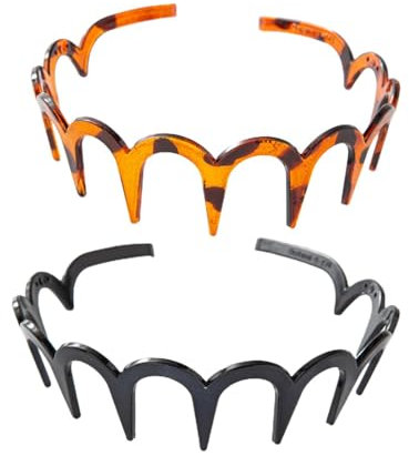 2 Zig Z-ag Bandeaux Noir & Imprimé Léopard Dent De Requin Peigne À Cheveux Bandeau Mode Bandes De Cheveux Avec Élastique Antidérapant Dents Ondulées Pour Femmes Filles Hommes