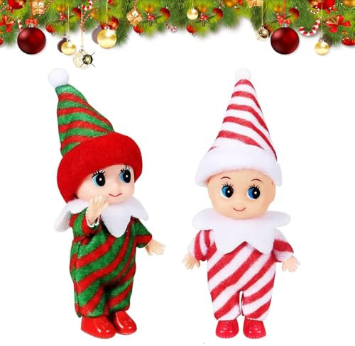 Hyfkjdm Weihnachten Puppe, Baby 2 Stück, Baby Weihnachts Zubehör, Weihnachts, Weihnachts Figuren, für Jungen Mädchen Weihnachtsspielzeug Dekorationen (A)