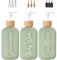 FCINNOVA® Distributeur de savon de bain 500 ml vert | Lot de 3 pots de gel et shampooing + baume + entonnoir pour remplissage | Ce distributeur de savon de bain est élégant et rehausse la beauté
