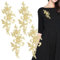 4PCS Metallic Embroidered Leaf Flowers Patches Iron on Patch Trim Fringe Leaves Glitter Retro Boho Embroidered Appliques Iron-on Patches for Dress Pillow Sewing Accessories Embellishment
